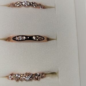 Elegant Rose Gold and Silver Women's Ring Set